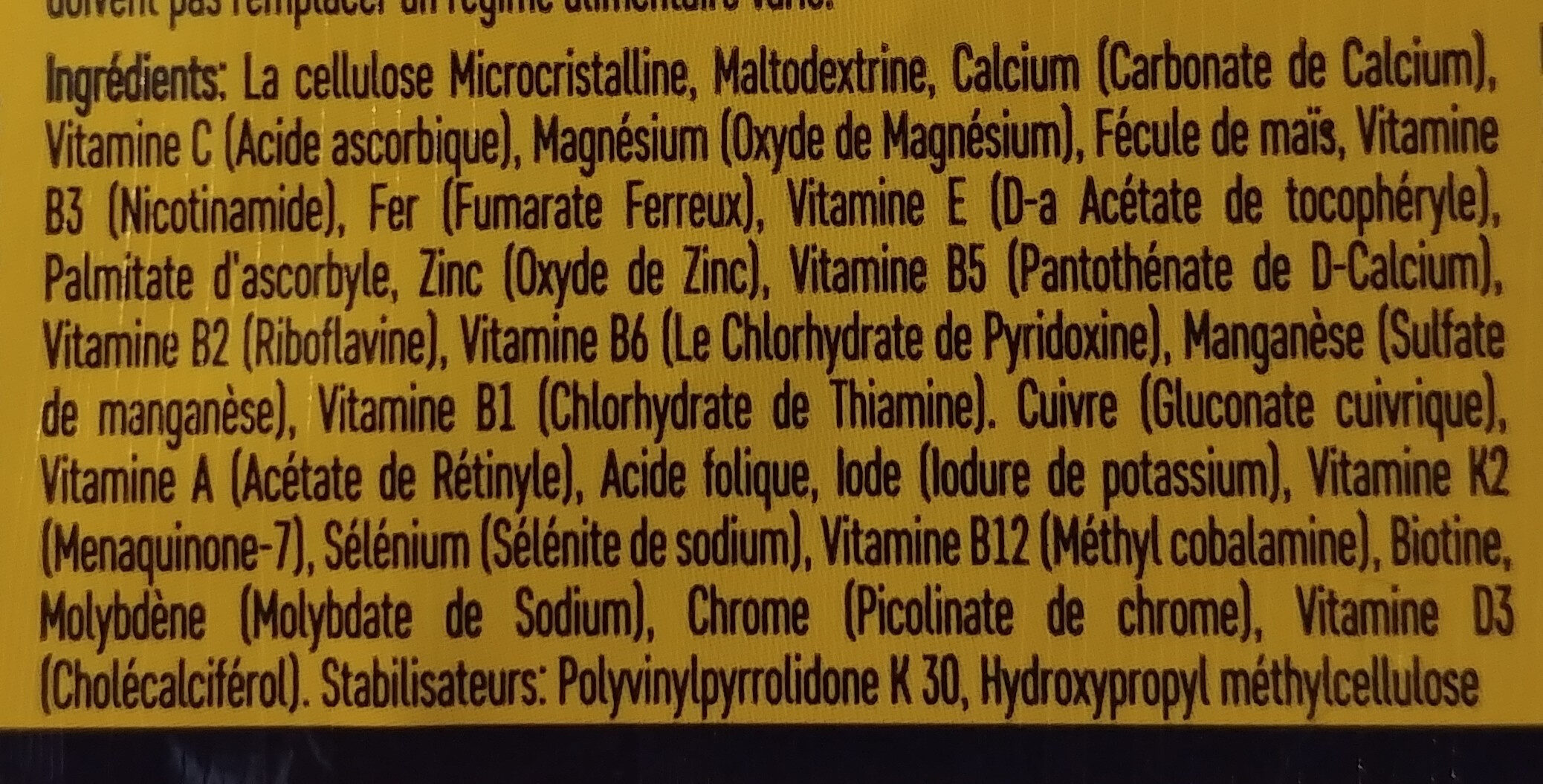 Multivitamins & Minerals - Ingredients - fr