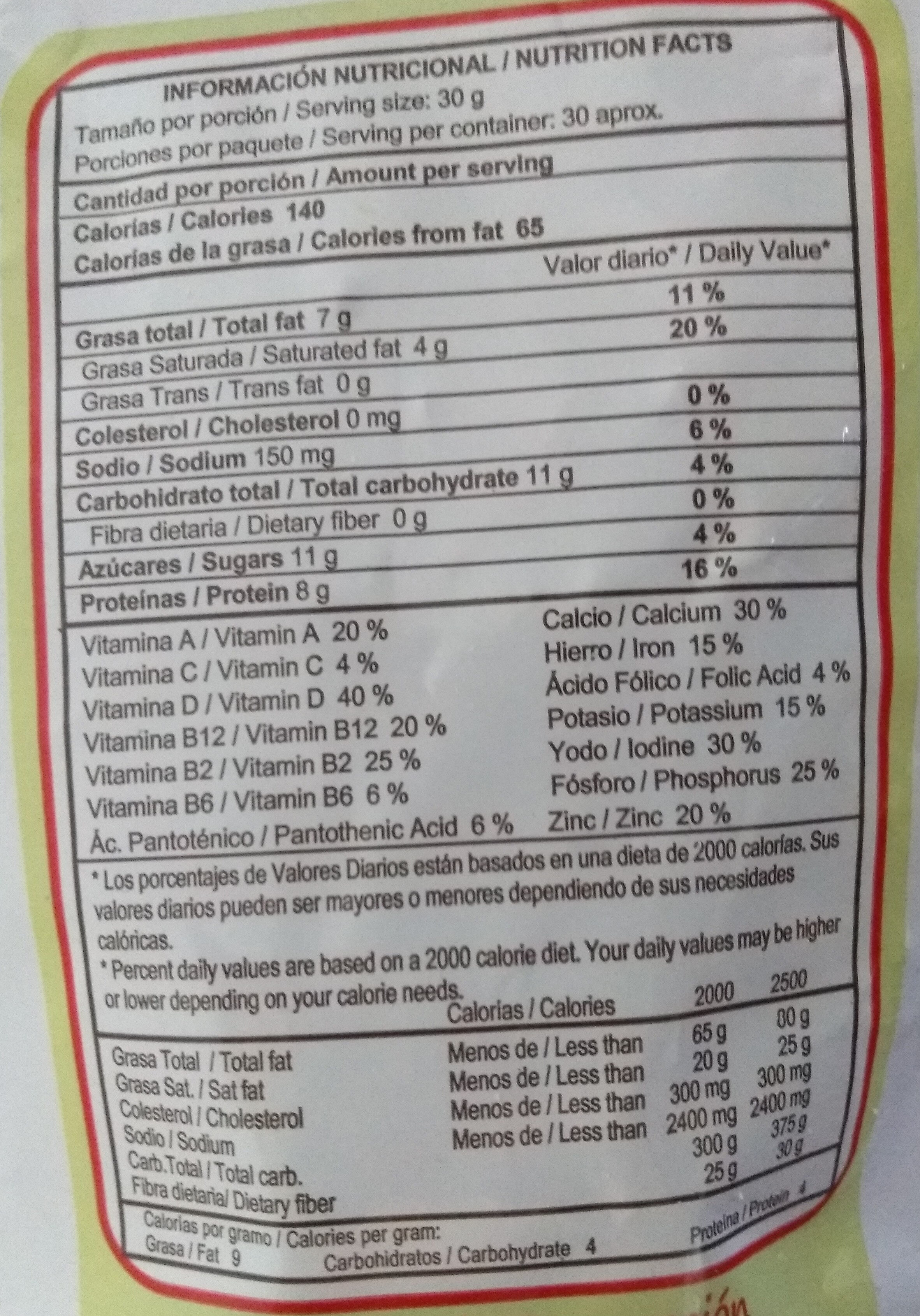 Soya Pac - Nutrition facts - es