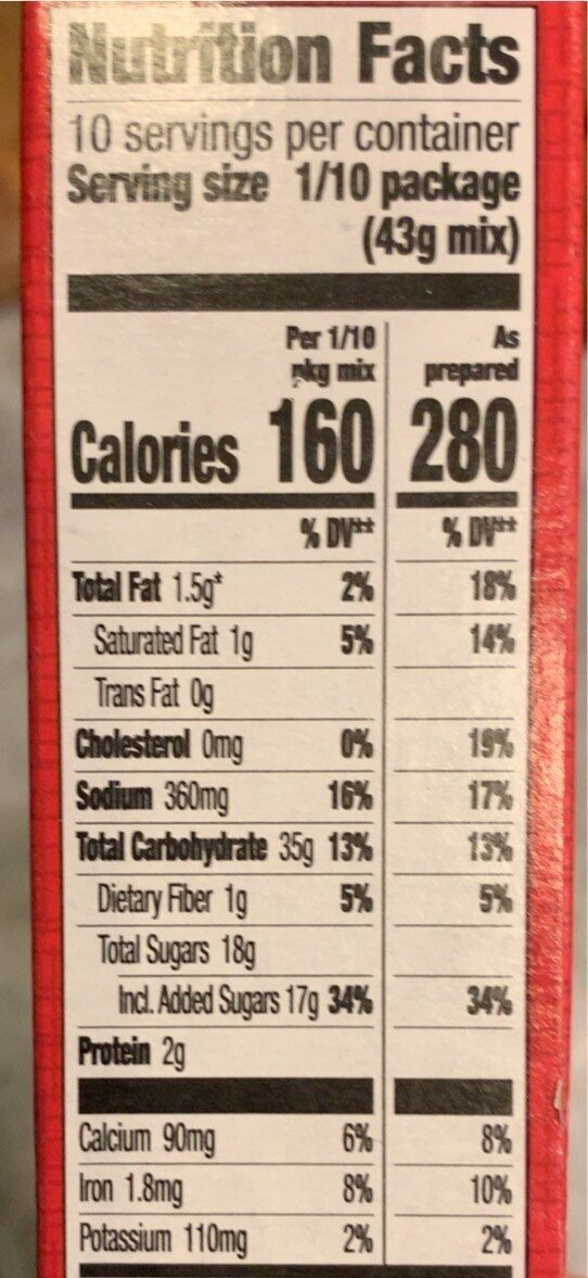 Devil’s Food Cake Mix - Nutrition facts - en