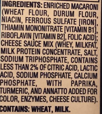 Kraft Mac and Cheese - Ingredients - en