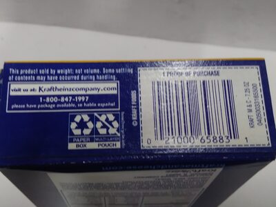 Kraft Mac and Cheese - Recycling instructions and/or packaging information - en
