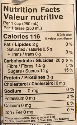 Oat non-dairy beverage - Nutrition facts