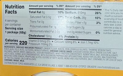 Original deluxe shells & cheese microwave cups - Nutrition facts - en