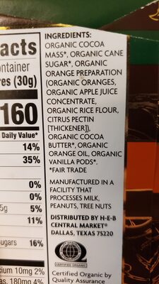 Organic Orange Dark Chocolate - Ingredients - en