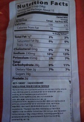 Cereal - Nutrition facts
