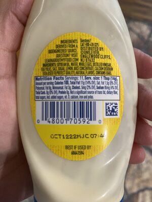 Real mayonnaise - Nutrition facts - en