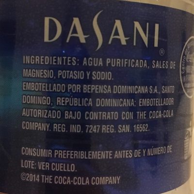 Agua dasani - Ingredients - es