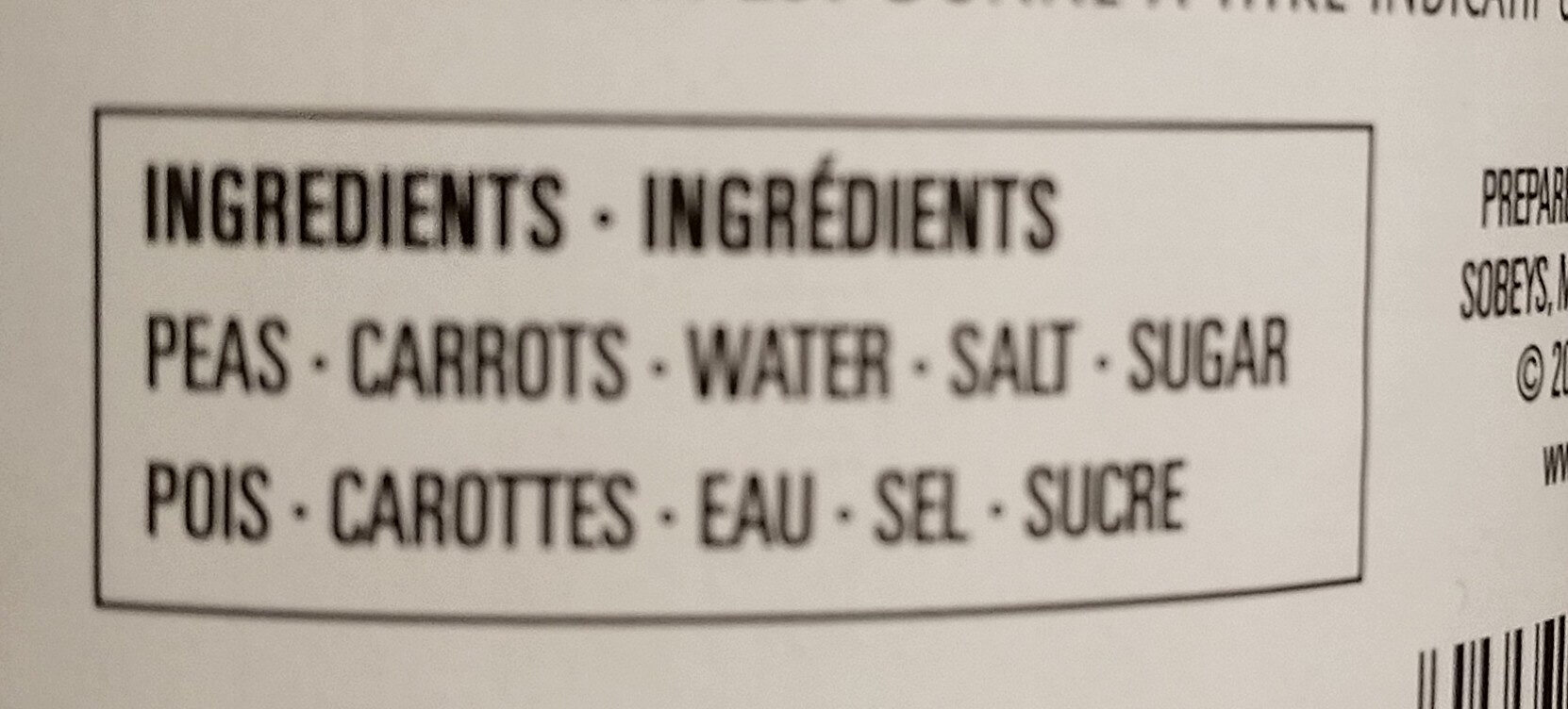 Pois sucrés et carottes - Ingredients - en