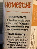 Nature’s path gluten free homestyle instant oatmeal - Ingredients - en