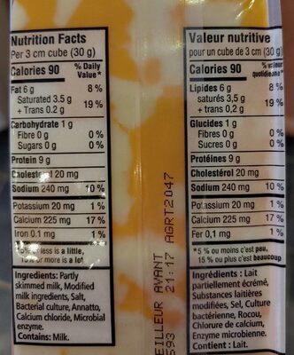 Cheddar marbré doux léger - Nutrition facts - fr