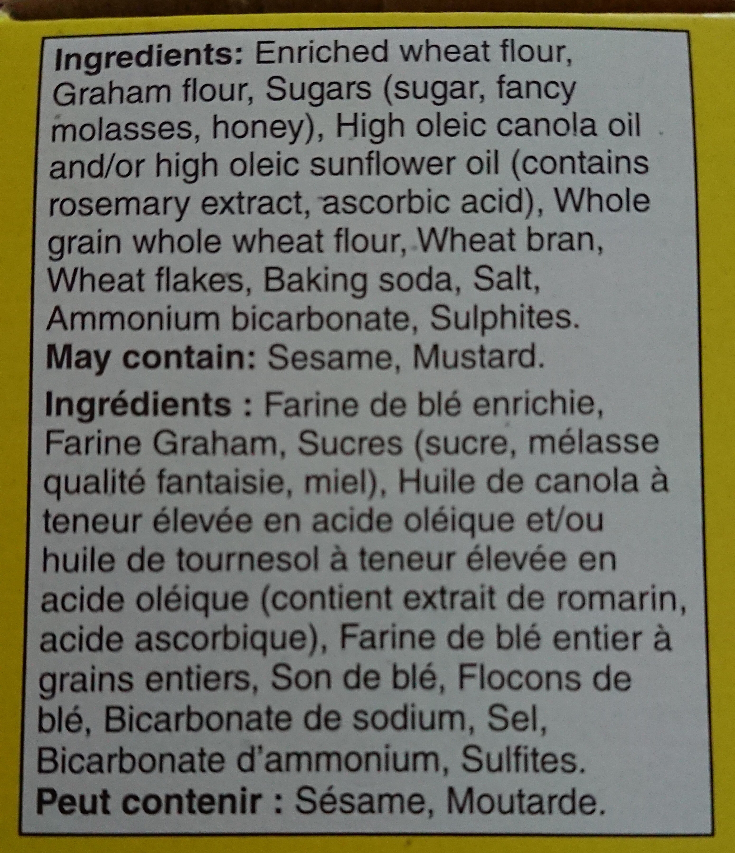 biscuits graham miel - Ingredients - fr
