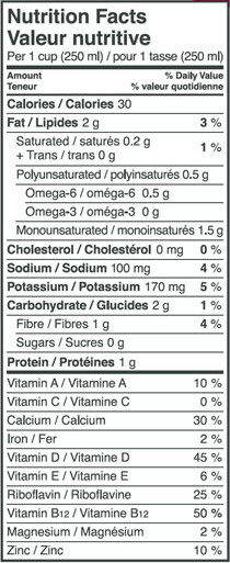 Unsweetened Fortified Almond Beverage - Nutrition facts - en