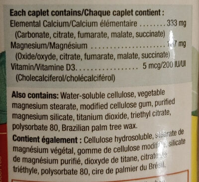 Calcium Magnesium +D3 - Ingredients - en
