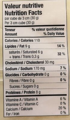 Cheddar doux - Nutrition facts - fr