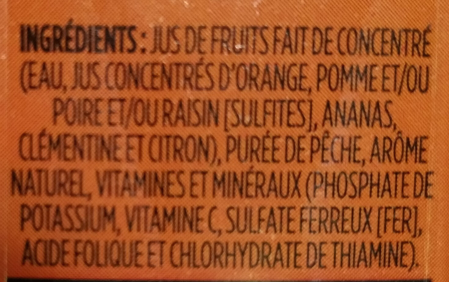 Oasis fruitzoo pêche clémentine - Ingredients - fr