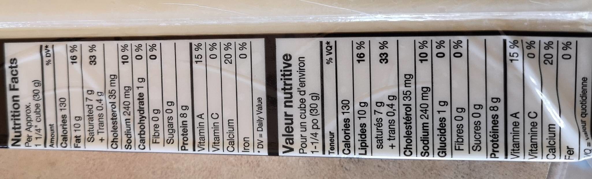Fromage - Nutrition facts - en