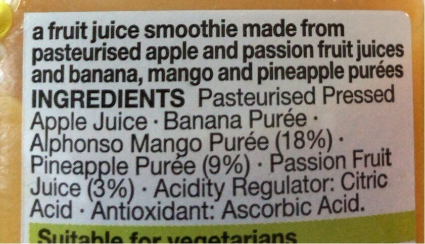 Smoothie Mango, Pineapple & Passion fruit - Ingredients - en