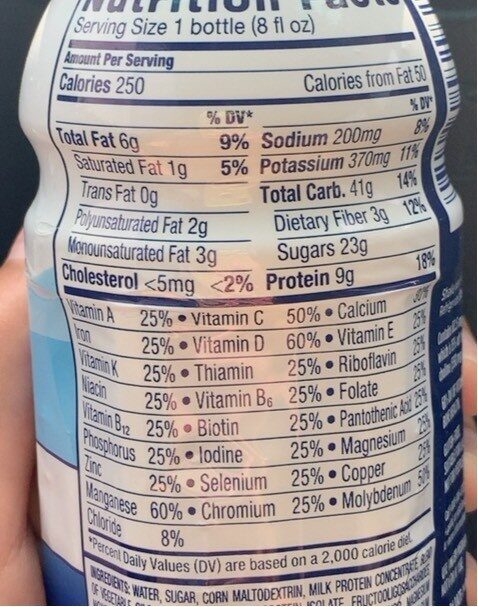 Ensure - Nutrition facts - fr