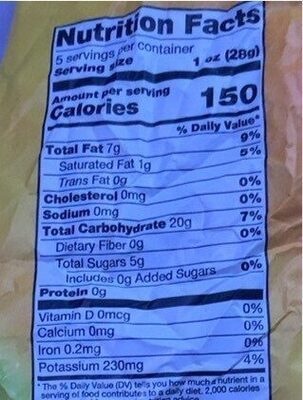 Plantain chips sweet no sugar added - Nutrition facts - en