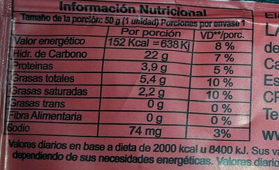 Alfajor Dulce de leche - Nutrition facts - es