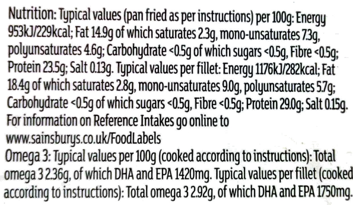 Scottish Salmon Fillets - Nutrition facts - en