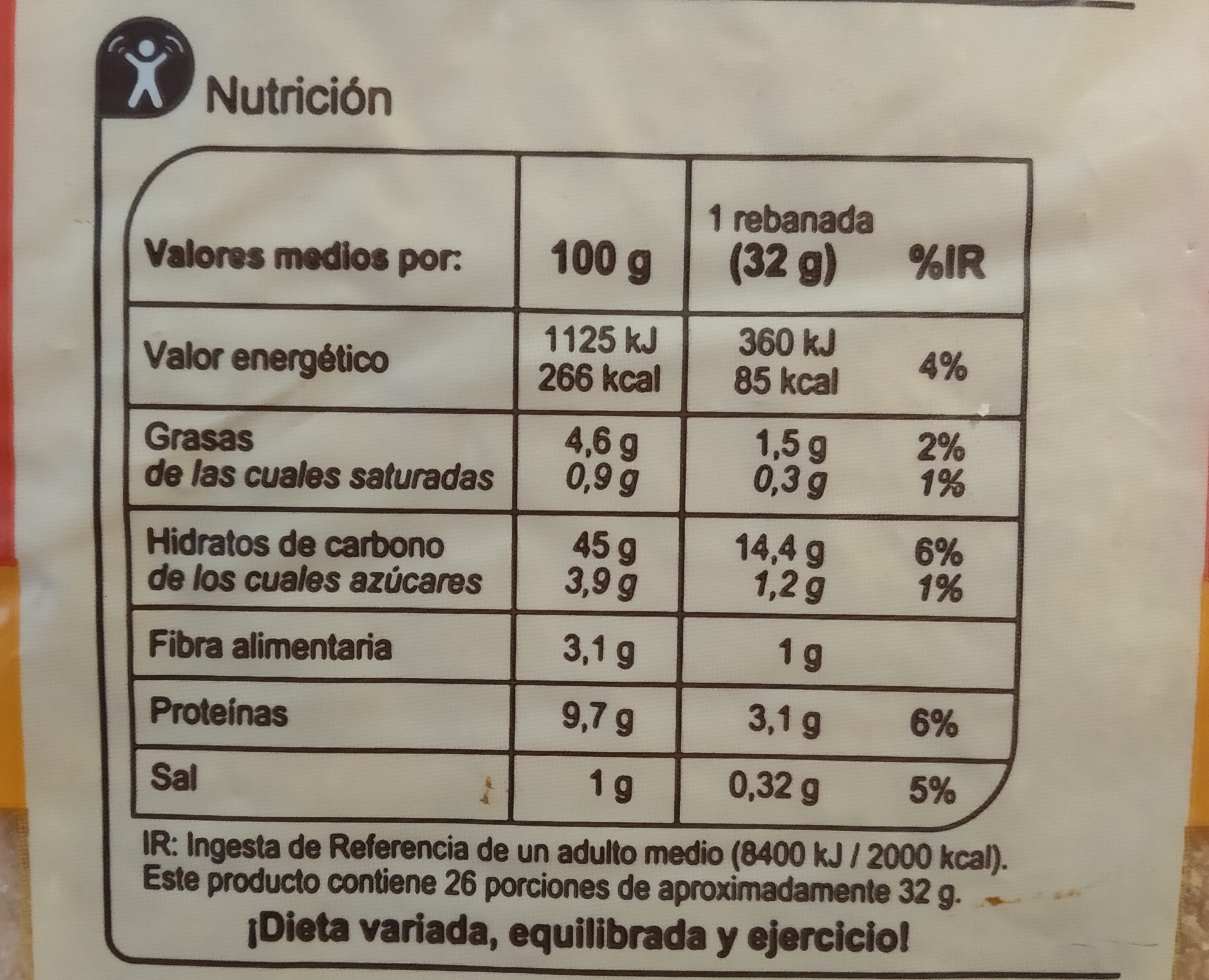 Pan de Molde Blanco - Nutrition facts - es