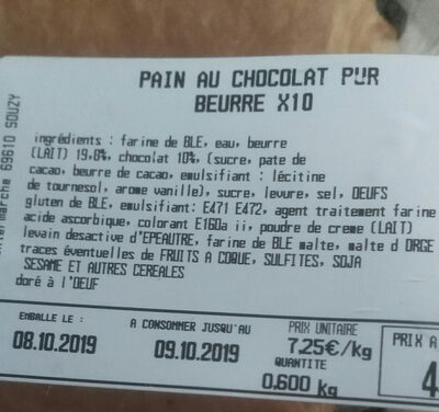 pains aux chocolats - Ingredients - fr