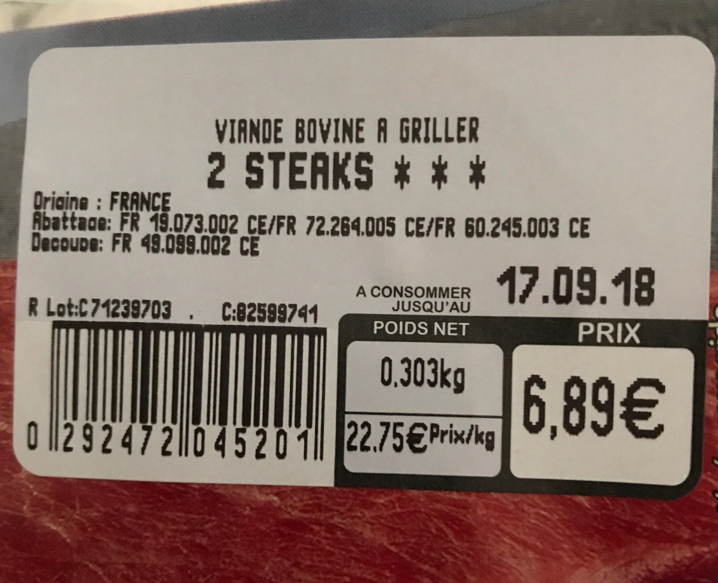 2 biftecks - Ingredients - fr