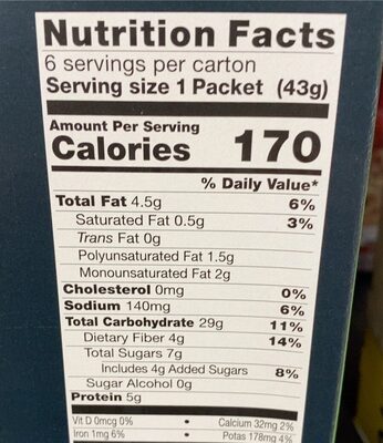 Kind oatmeal - Nutrition facts