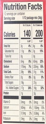 Signature tres leches deliciously moist cake mix - Nutrition facts - en