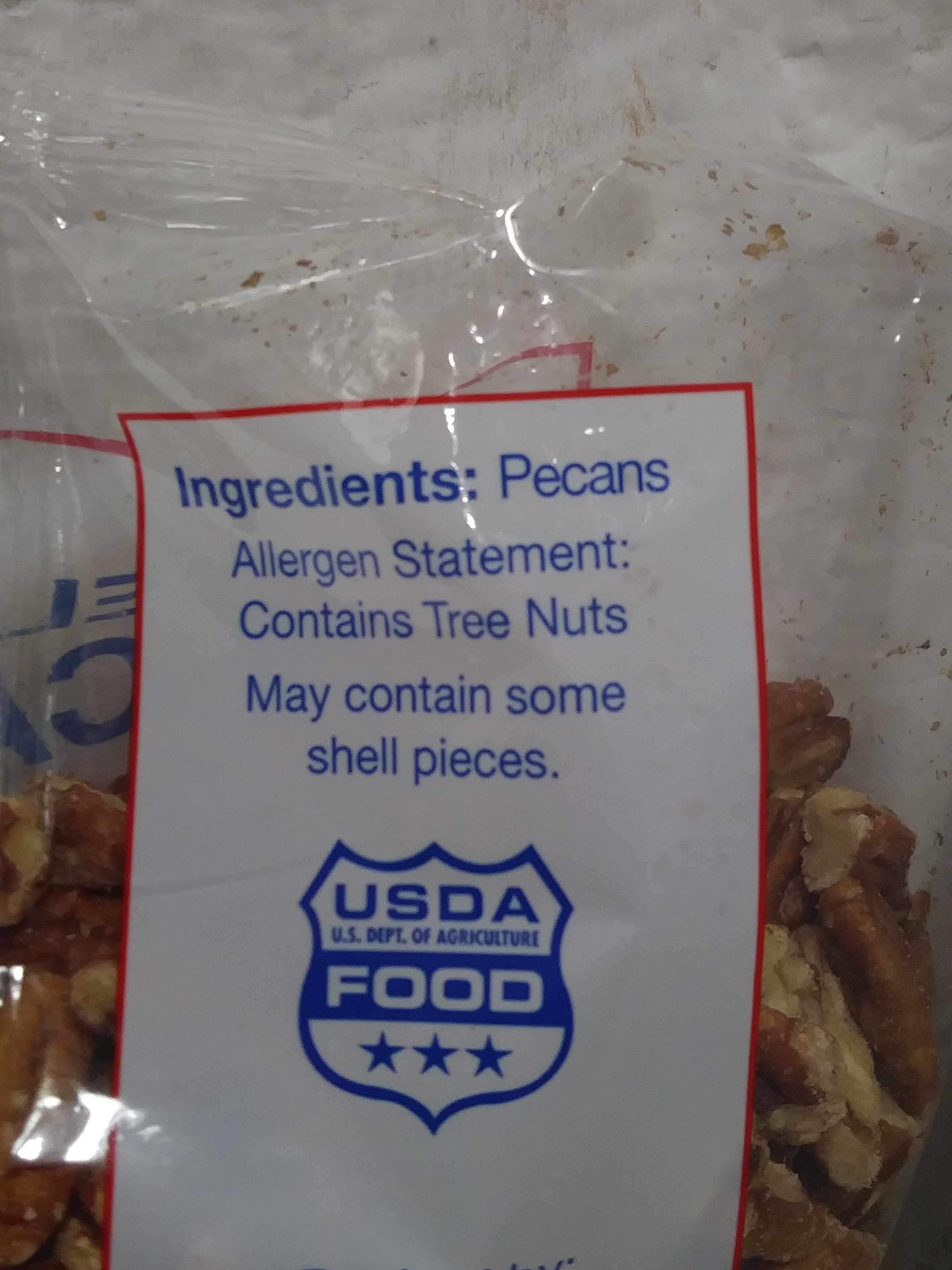 California pecans all natural shelled halves and pieces - Ingredients - en
