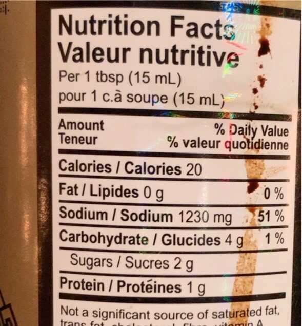 Mushroom Flavoured superior dark soy sauce - Nutrition facts - sv
