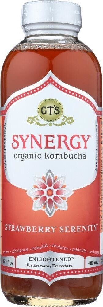 T s enlightened strawberry synergy organic vegan raw kombucha - Product - en