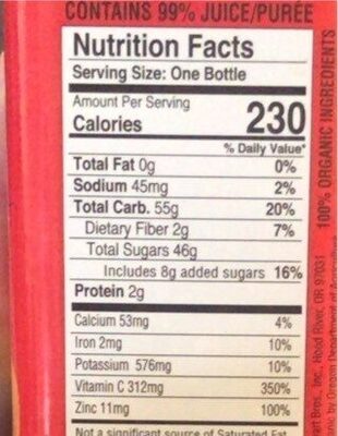 Strawberry Super C smoothie - Nutrition facts - en
