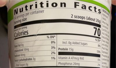 Herbal - Nutrition facts - fr