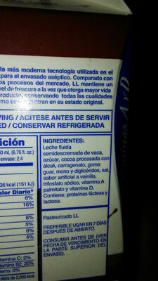 Choco Rica - Ingredients - es