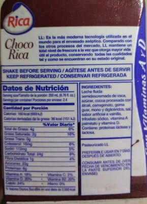 Choco Rica - Nutrition facts - es