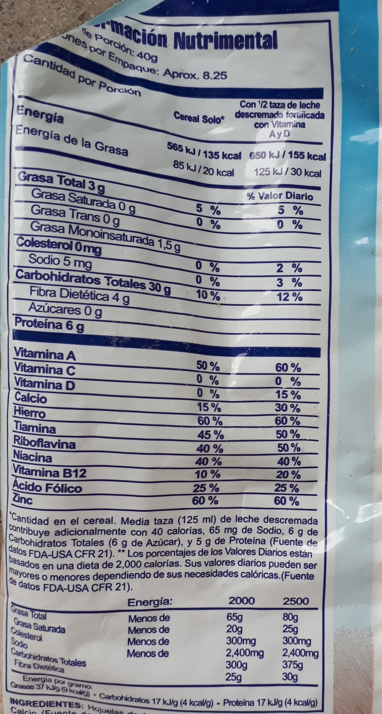 flocons d'avoine - Nutrition facts - es