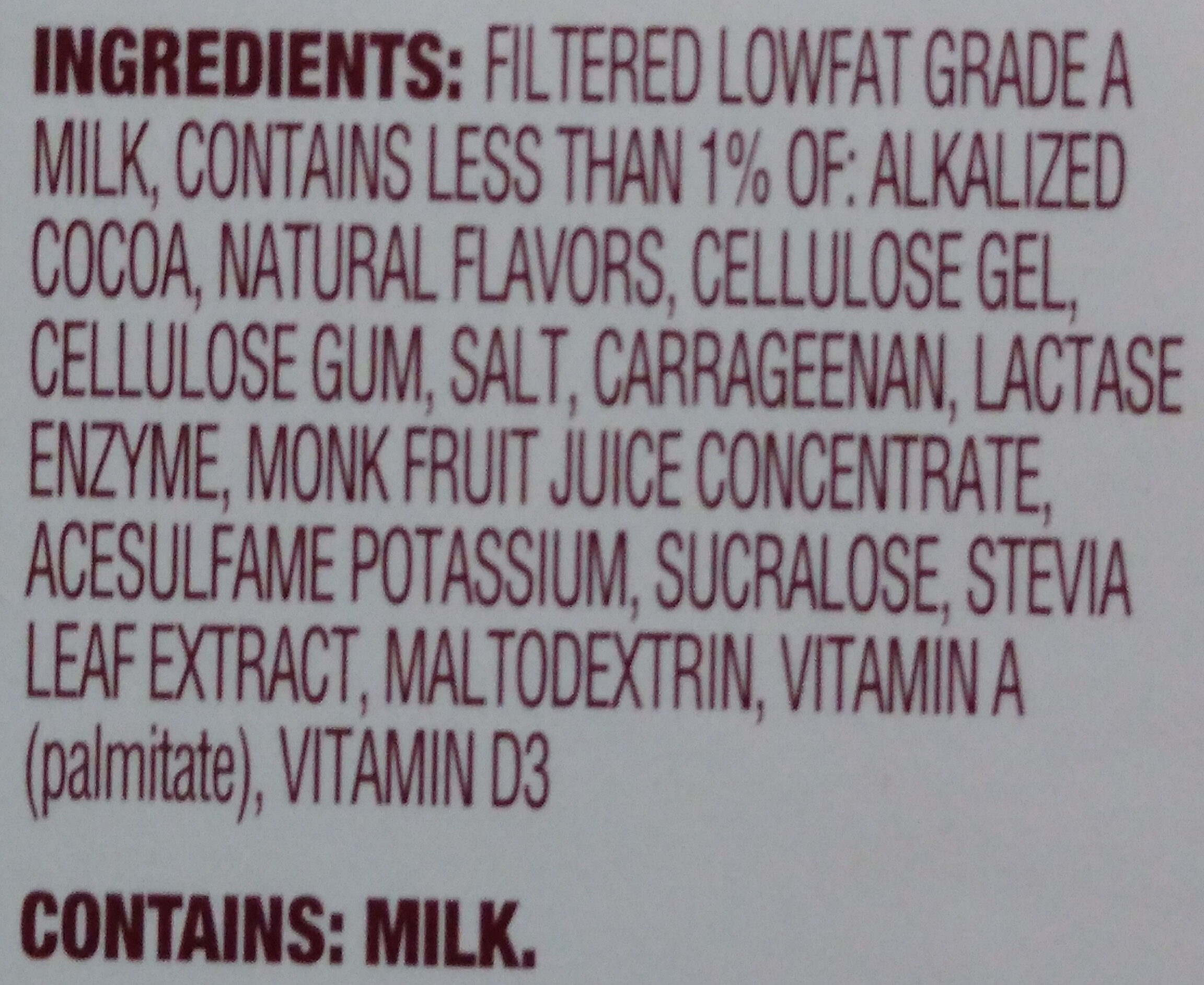Chocolate Nutrition Shake - Ingredients - en