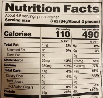 Caulipower new chick on the block spicy chicken tenders - Nutrition facts