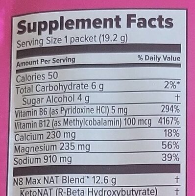 Raspberry Lemonade Nat - Nutrition facts