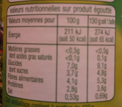 Petits Pois Carottes à l'étuvée - Nutrition facts - fr