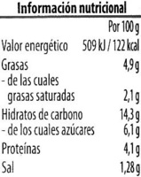 Crema vegetariana Lentejas Coco - Nutrition facts - es