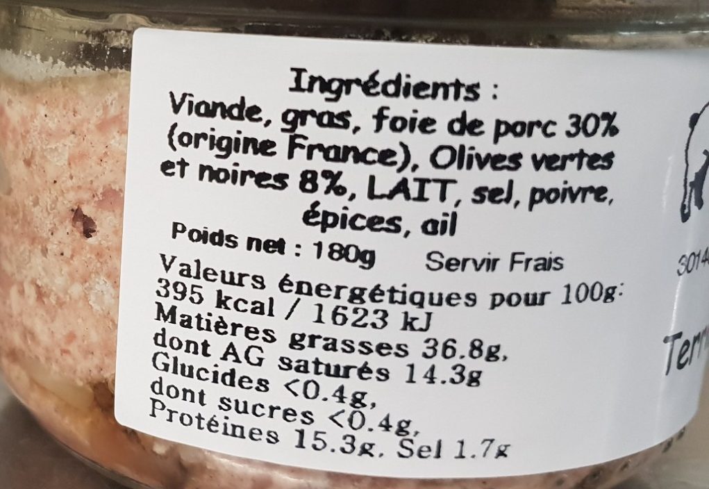 Terrine aux Olives - Ingredients - fr