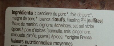 Terrine saveurs alsaciennes au Riesling - Ingredients - fr
