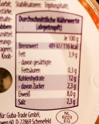 Surimi in Jumbo-Garnelenform in Knoblauchöl - Nutrition facts - de