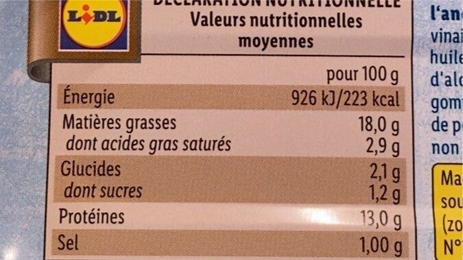 Filets de maquereaux aux 2 moutardes - Nutrition facts - fr
