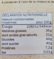 Tablette de chocolat noir bio saveur orange - Nutrition facts - fr