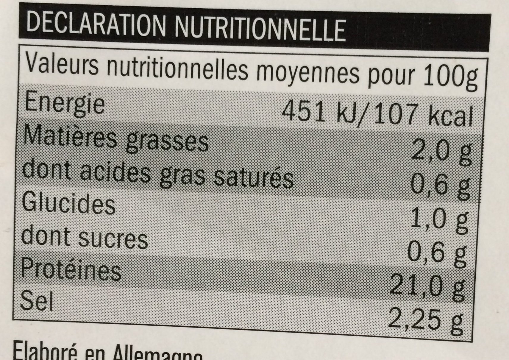 Blanc de poulet rôti - Nutrition facts - fr