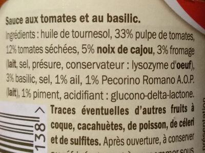 Sauce aux tomates et au basilic - Ingredients - en